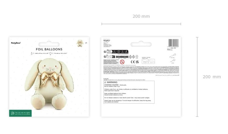 Balon foliowy Króliczek 74x84cm FB405 PartyDeco